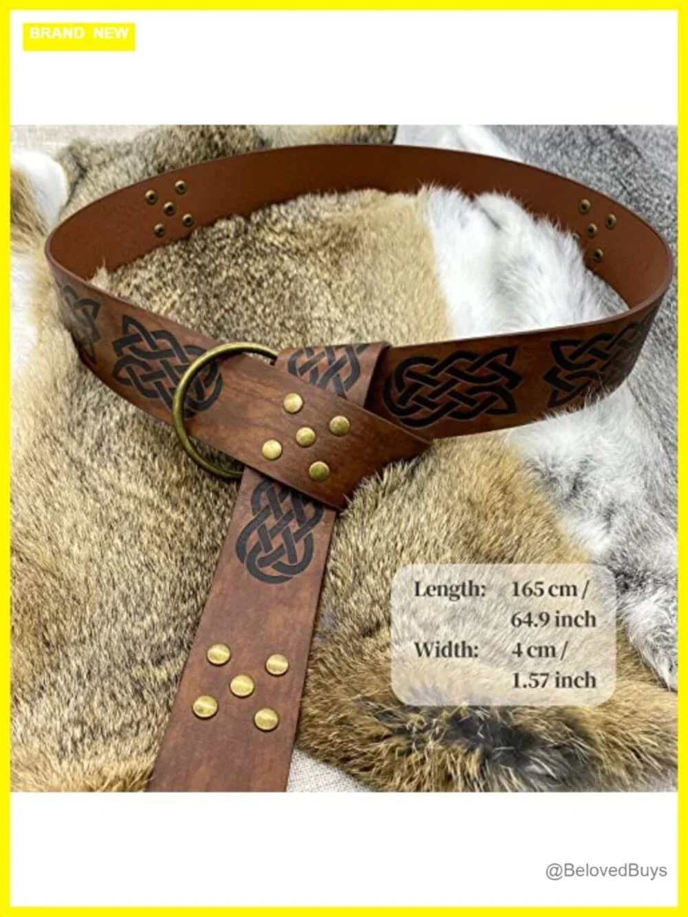 Medieval Embossed PU Leather O-Ring Belt, Retro Renaissance Knight